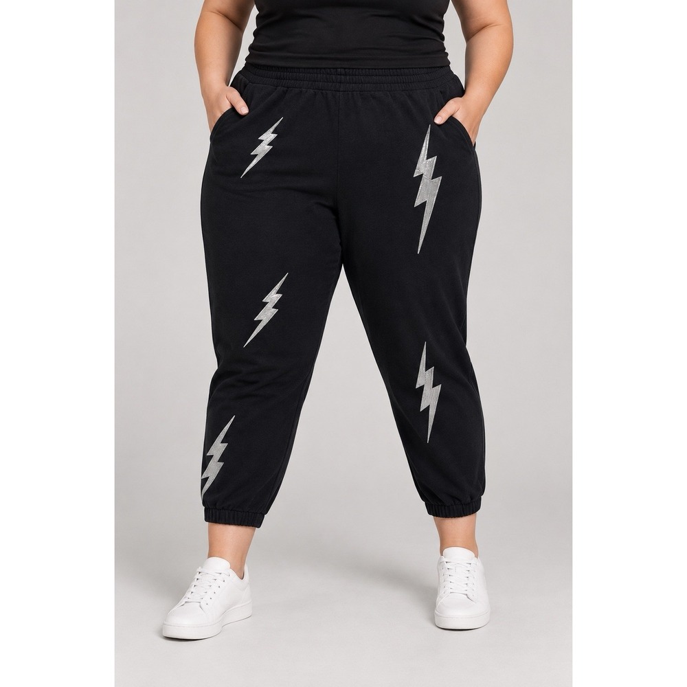 Torrid Womens Sleep Jogger Pants Black Elastic Waist Lightning Bolt Print 6